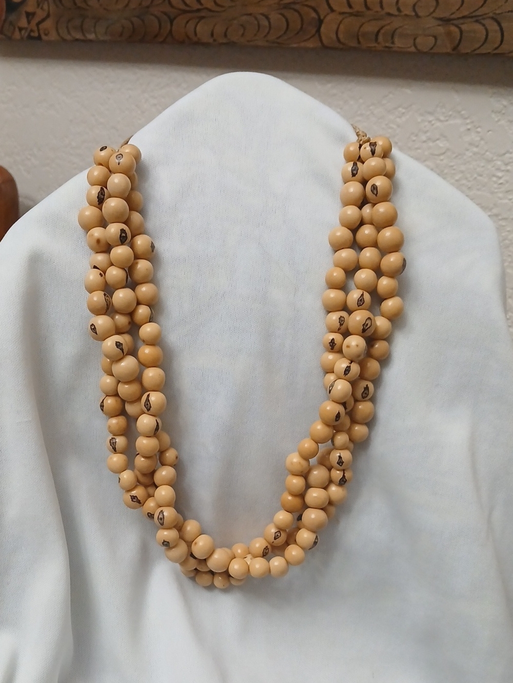 NWOT Beige Multi-Strand Natural  Acai Beaded Necklace -